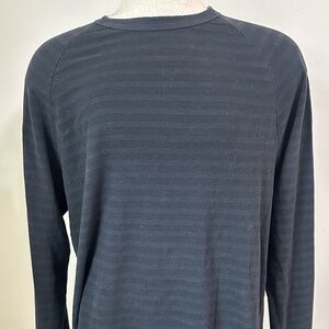James Perse Men’s Long Sleeve Crew Neck Shirt Sz 3 / Large Black Striped